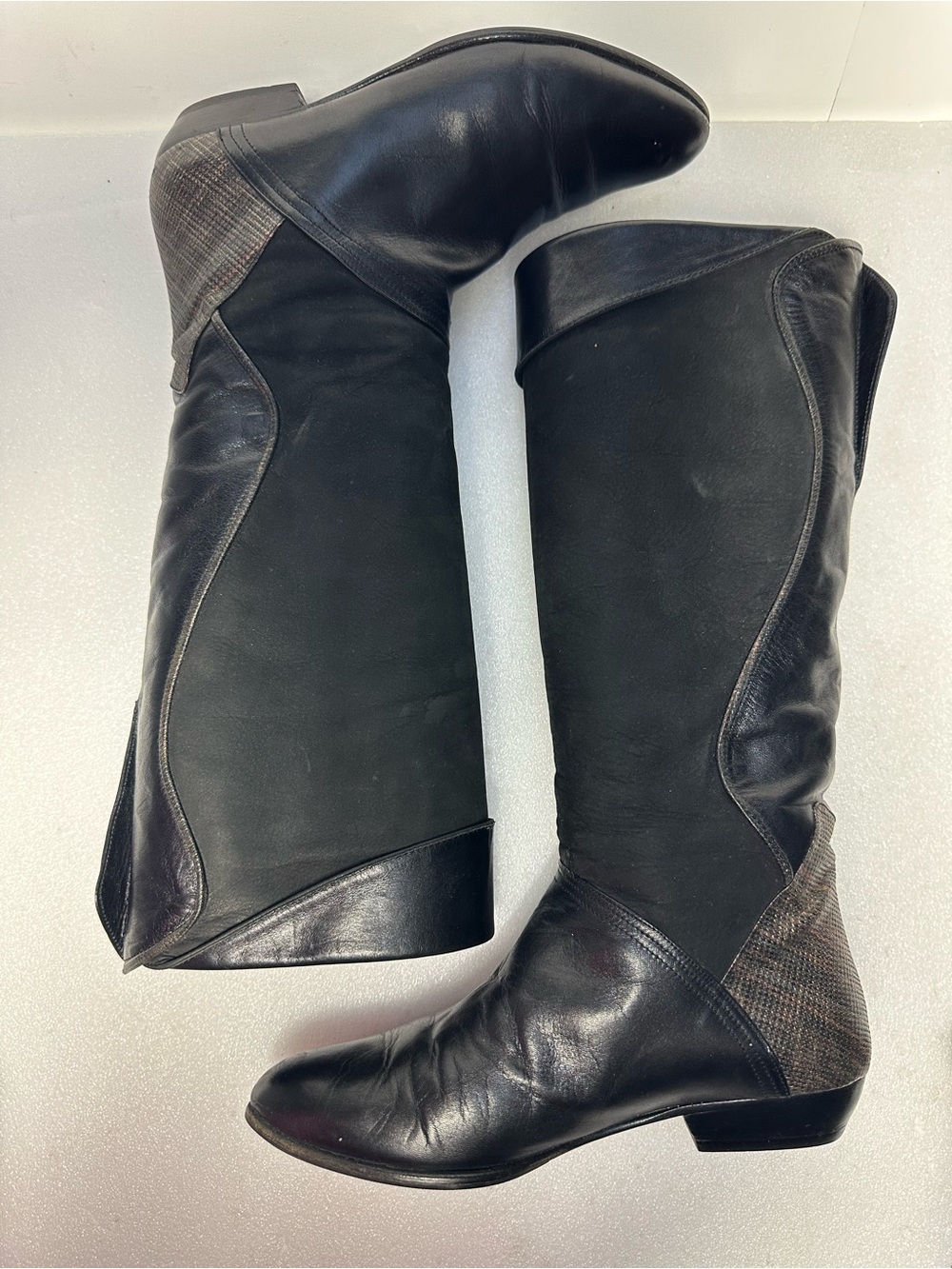Vintage 80's CHANTAL Italian Leather Suede Women's 5.5M Boots Black Vero Cuoio